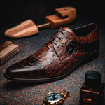 Maseratti Assenzio 3012 Embossed Crocodile & Ostrich Derby Shoes Brown