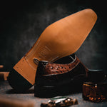 Maseratti Assenzio 3012 Embossed Crocodile & Ostrich Derby Shoes Brown