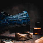 Maseratti Assenzio 3012 Embossed Crocodile & Ostrich Derby Shoes Blue