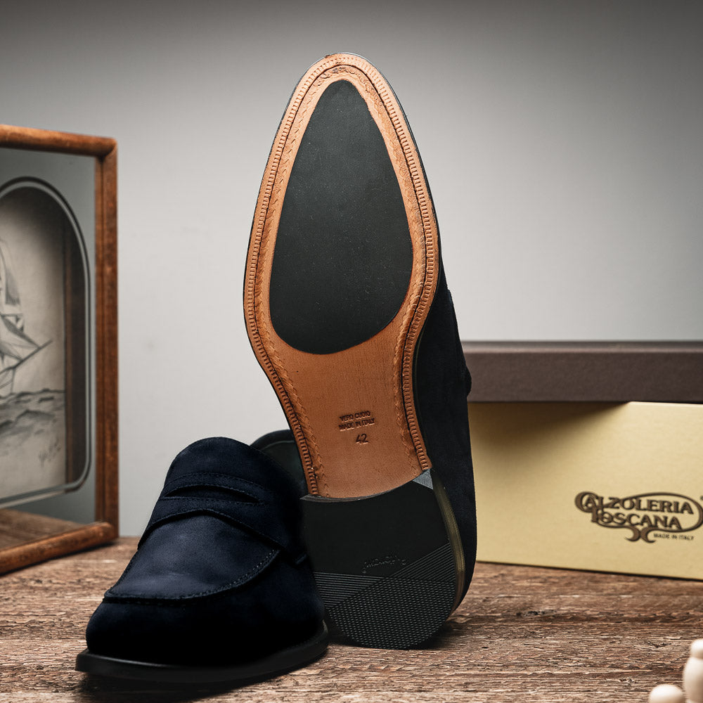 Calzoleria Toscana 7730 Suede Penny Loafers Blue