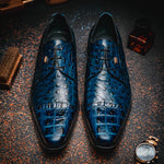 Maseratti Assenzio 3012 Embossed Crocodile & Ostrich Derby Shoes Blue