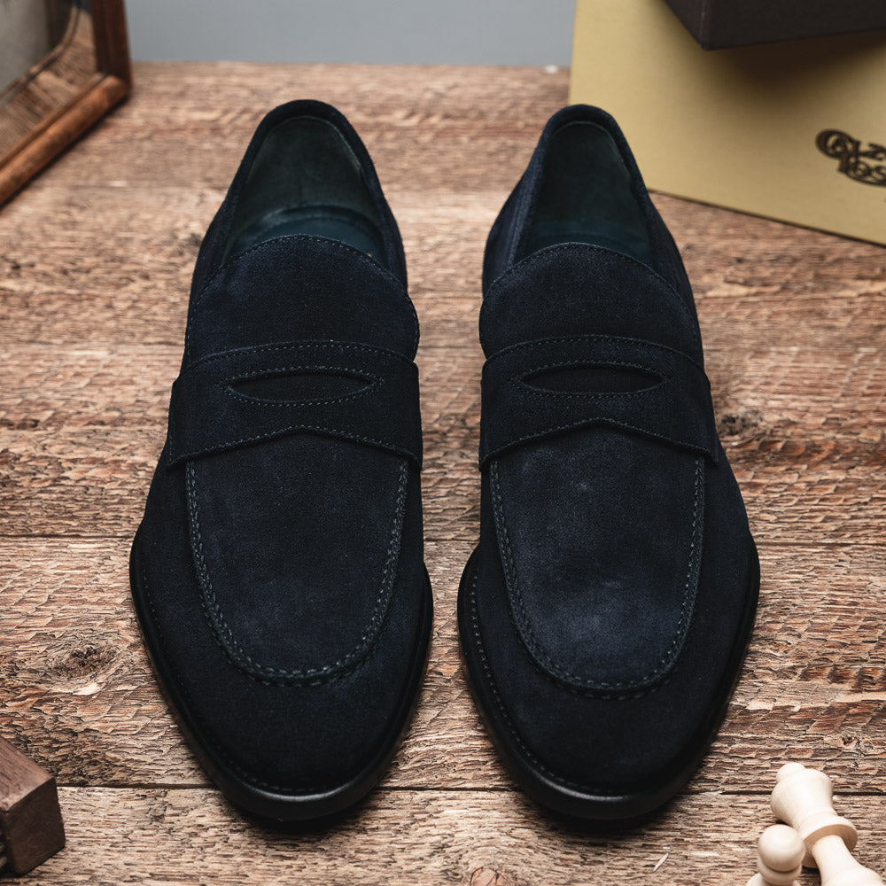 Calzoleria Toscana 7730 Suede Penny Loafers Blue