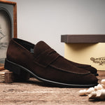 Calzoleria Toscana 7730 Suede Penny Loafers Chocolate