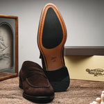 Calzoleria Toscana 7730 Suede Penny Loafers Chocolate