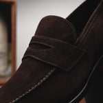 Calzoleria Toscana 7730 Suede Penny Loafers Chocolate