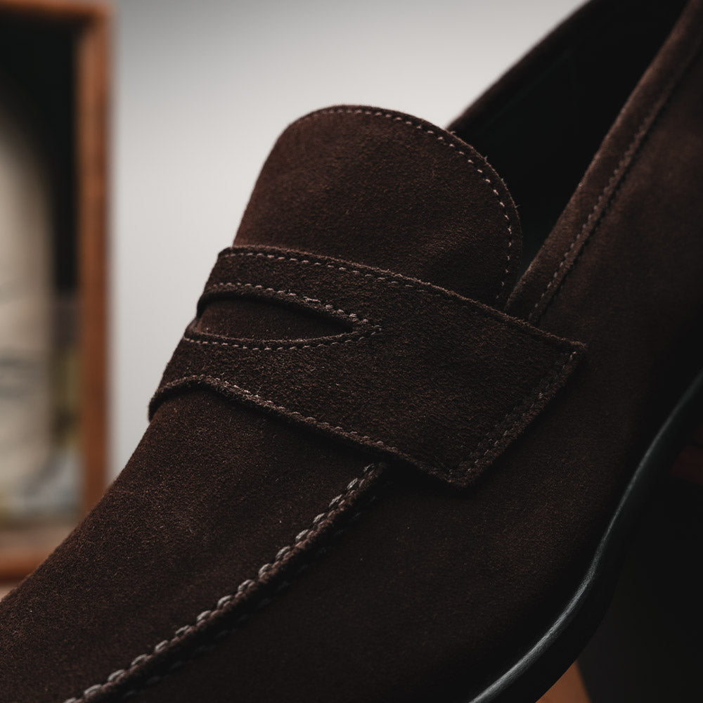 Calzoleria Toscana 7730 Suede Penny Loafers Chocolate