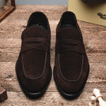 Calzoleria Toscana 7730 Suede Penny Loafers Chocolate