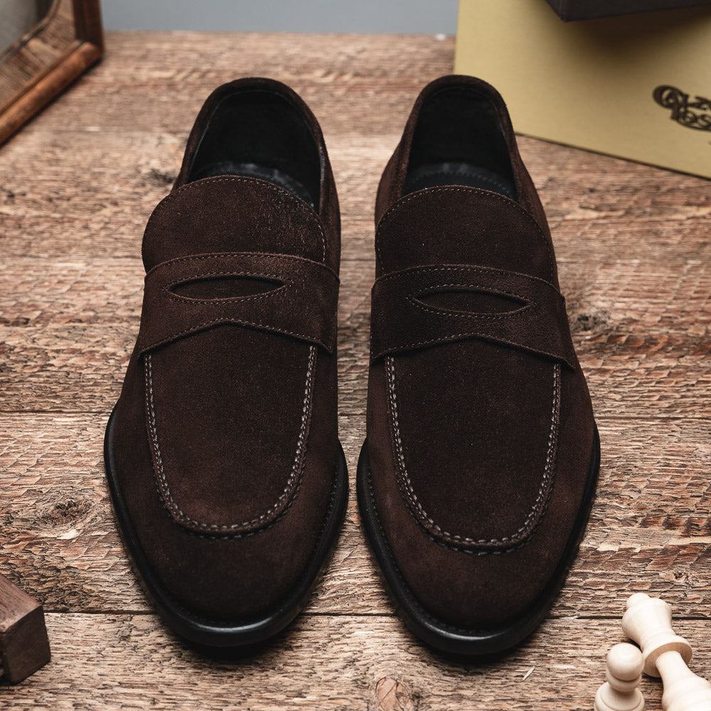 Calzoleria Toscana 7730 Suede Penny Loafers Chocolate