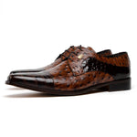 Maseratti Assenzio 3012 Embossed Crocodile & Ostrich Derby Shoes Brown
