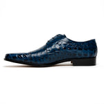 Maseratti Assenzio 3012 Embossed Crocodile & Ostrich Derby Shoes Blue