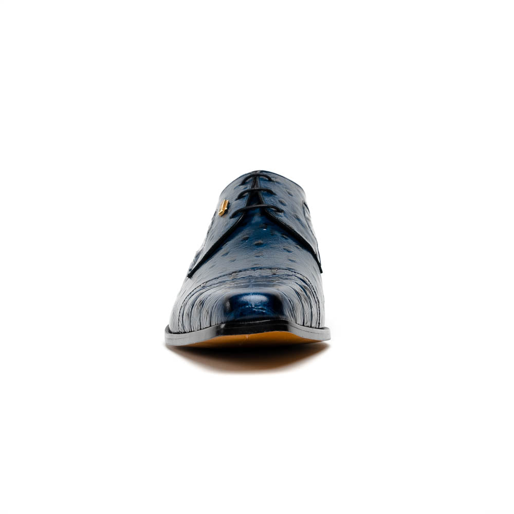 Maseratti Assenzio 3012 Embossed Crocodile & Ostrich Derby Shoes Blue