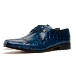 Maseratti Assenzio 3012 Embossed Crocodile & Ostrich Derby Shoes Blue