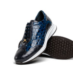 Maseratti Vidal 6002 Embossed Crocodile / Caiman / Ostrich Sneakers Blue