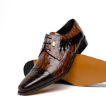 Maseratti Assenzio 3012 Embossed Crocodile & Ostrich Derby Shoes Brown