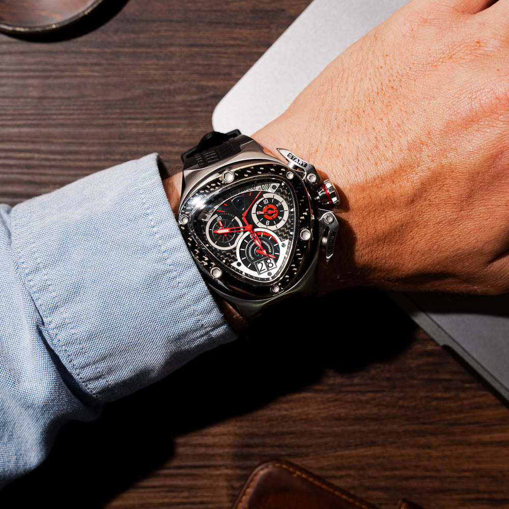 Tonino Lamborghini Spyder 3020SP Chronographic Sport Watch Black/Chrome (Limited Edition)