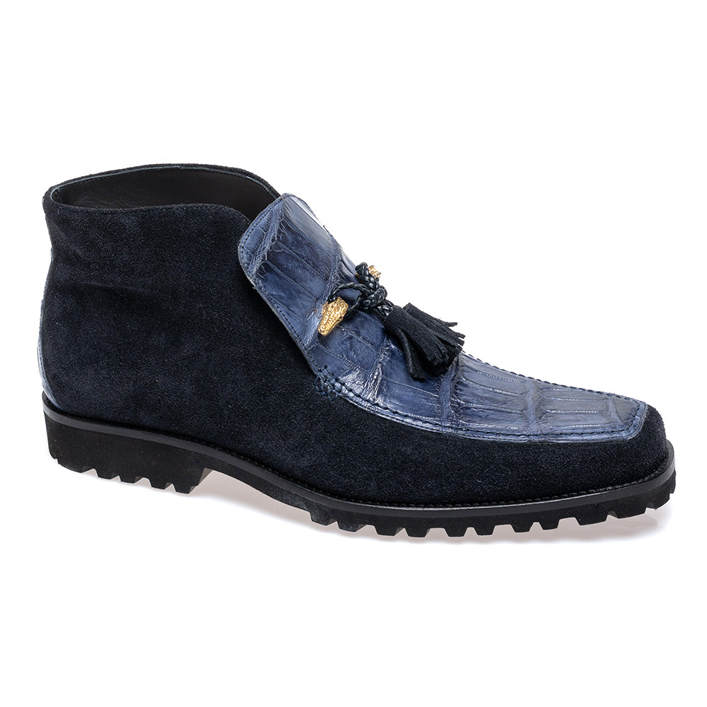 Mauri 3045/4 Alligator & Suede Lace Up Boot Hand Painted Wonder Blue