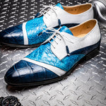 Mauri 3064 Swag Alligator / Ostrich Leg Shoes Caribbean Blue / White / Azure