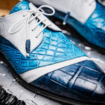 Mauri 3064 Swag Alligator / Ostrich Leg Shoes Caribbean Blue / White / Azure