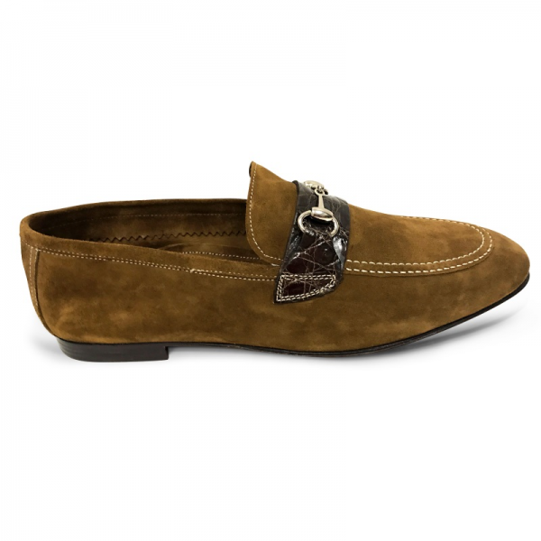 Zelli Mercedes Suede & Crocodile Loafers Brown