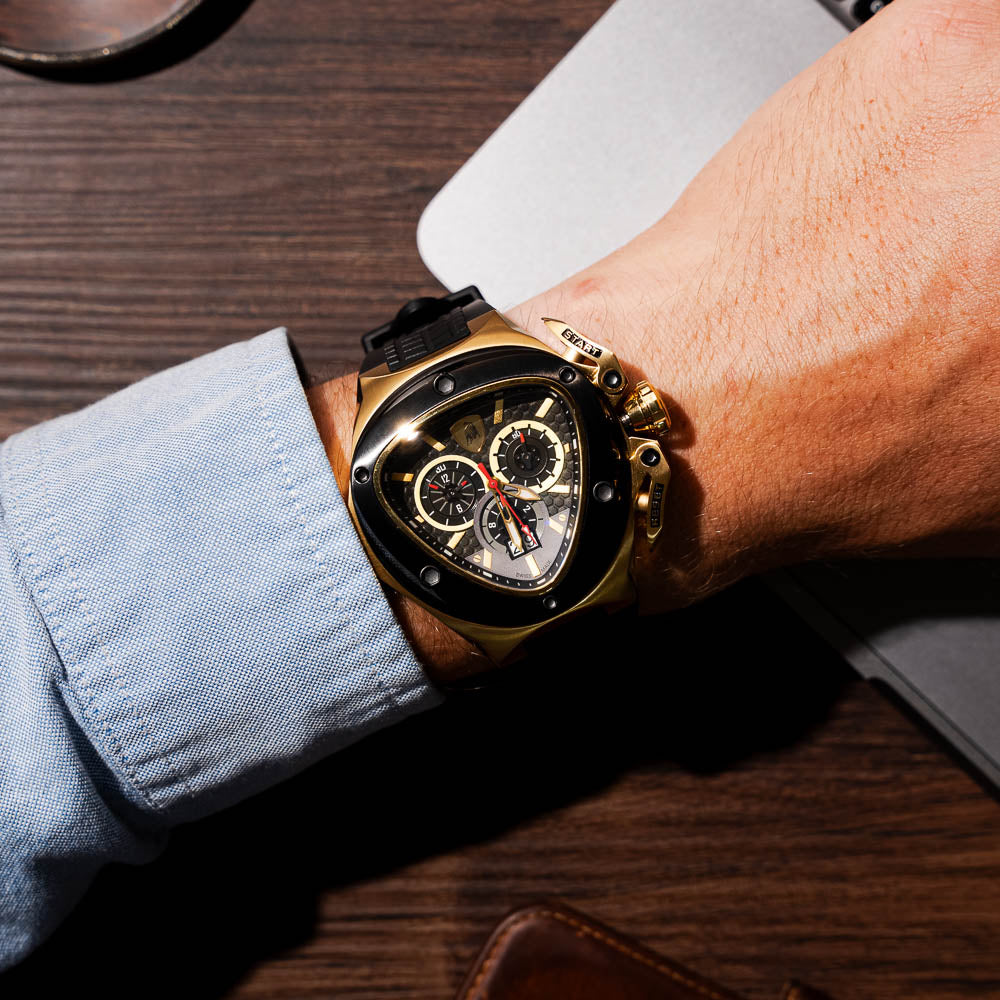 Tonino Lamborghini Spyder 3111SP Stainless Steel Chronographic Sport Watch Black/Gold (Limited Edition)