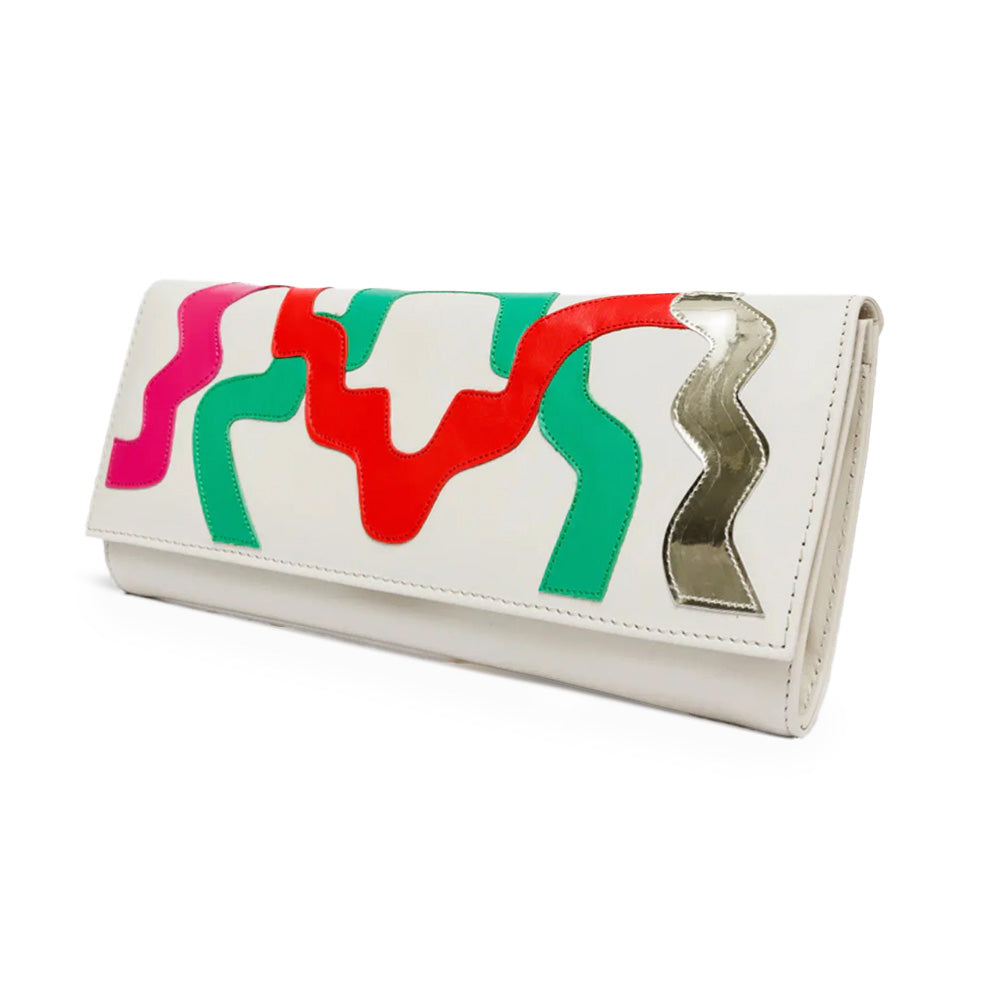 Vinci Leather The Tario Women's Leather Clutch Cream
