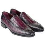 Paul Parkman Textured Croco Leather Loafers Purple