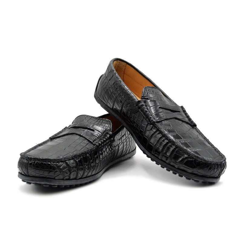Zelli Monza Nile Crocodile Driving Loafers Black (32-102-BLK)