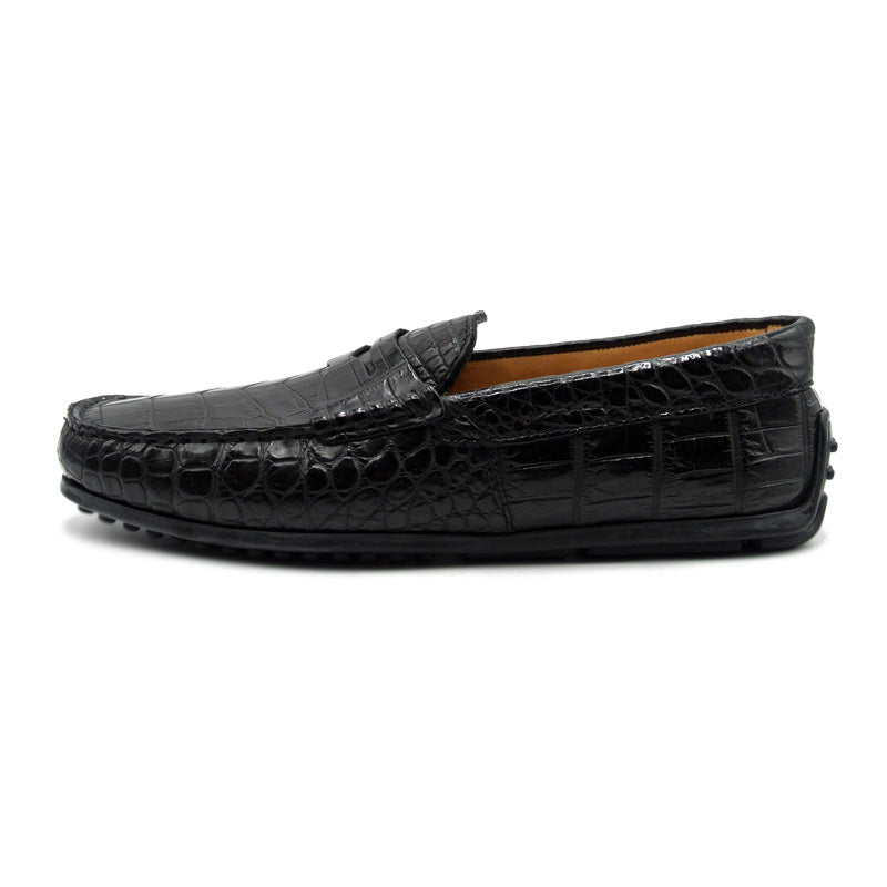 Zelli Monza Nile Crocodile Driving Loafers Black (32-102-BLK)