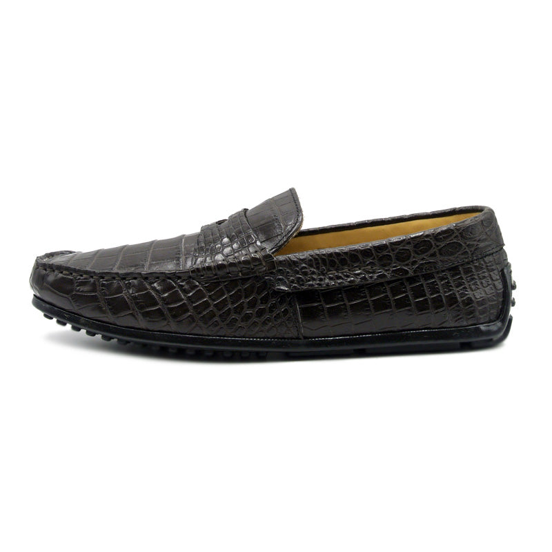Zelli Monza Nile Crocodile Driving Loafers Nicotine