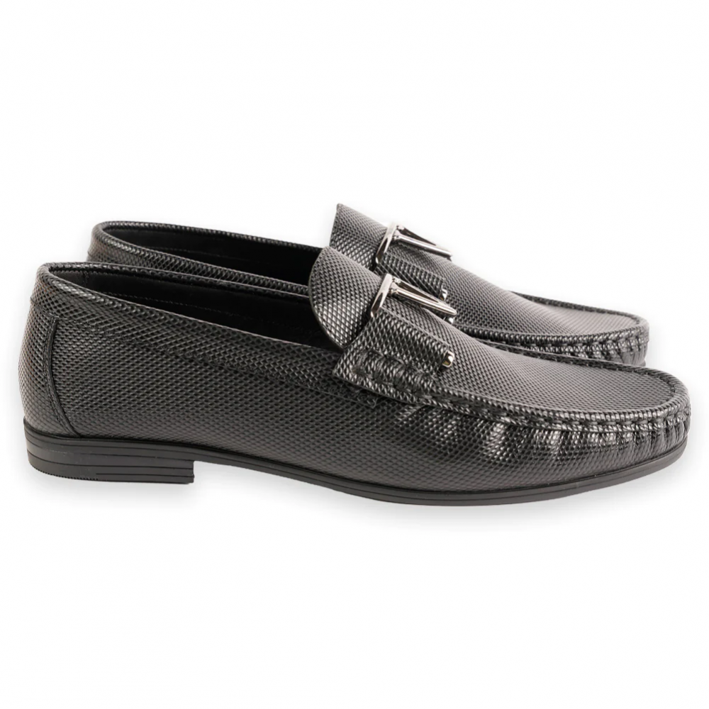 Corrente 3218 Lizard Buckle Loafer Black