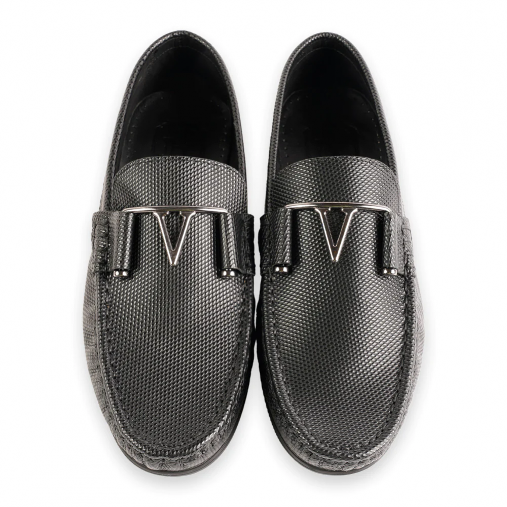 Corrente 3218 Lizard Buckle Loafer Black