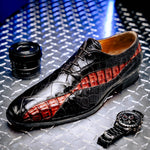 Mauri 3227 Alligator / Hornback Oxford Shoes Dark Brown/ Gold