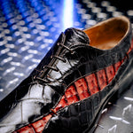Mauri 3227 Alligator / Hornback Oxford Shoes Dark Brown/ Gold