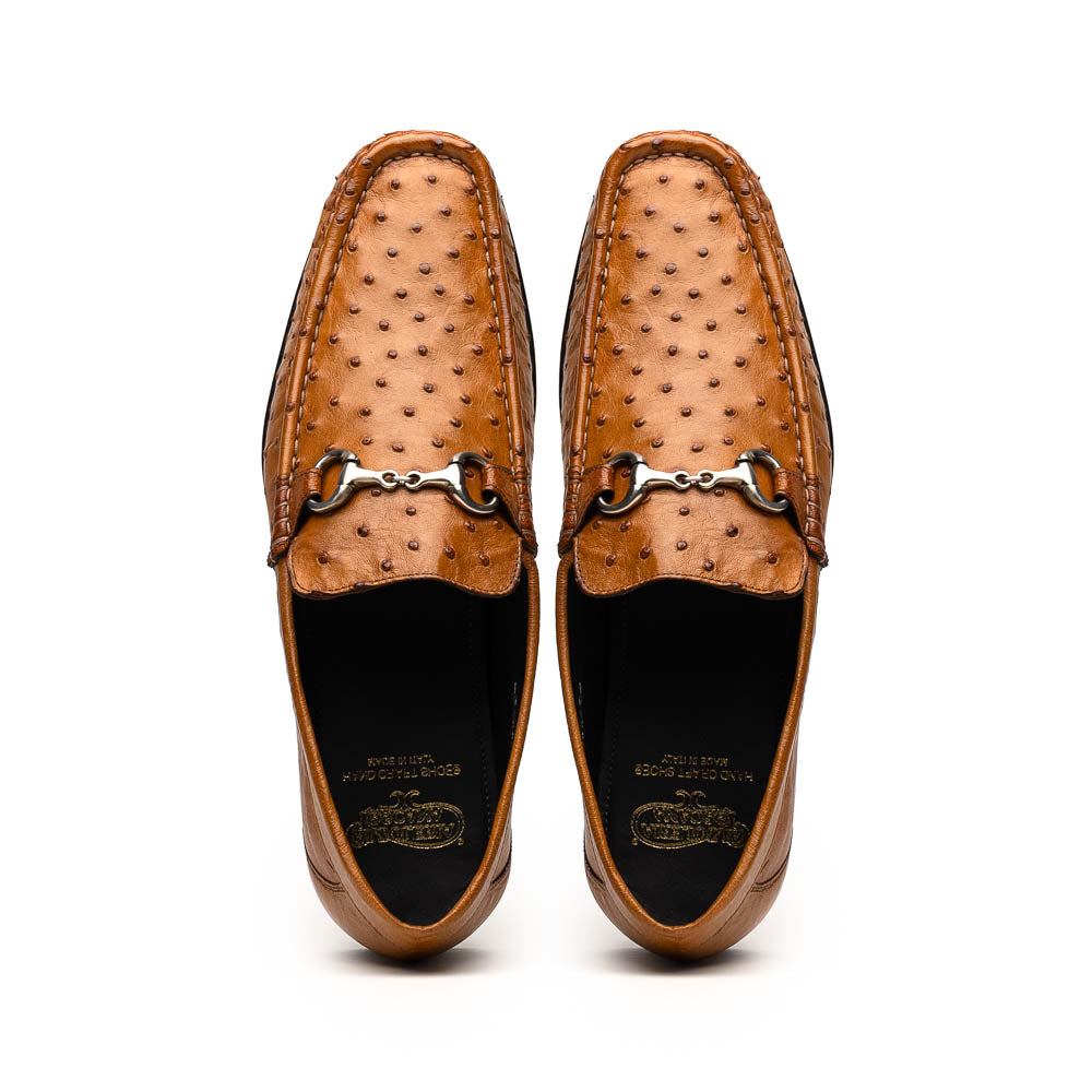 Calzoleria Toscana 3238-M Ostrich Dress Slip-On Cognac