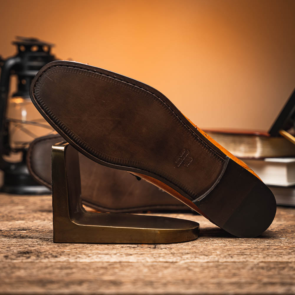Calzoleria Toscana 3238-M Ostrich Dress Slip-On Cognac