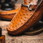 Calzoleria Toscana 3238-M Ostrich Dress Slip-On Cognac