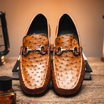 Calzoleria Toscana 3238-M Ostrich Dress Slip-On Cognac
