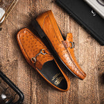 Calzoleria Toscana 3238-M Ostrich Dress Slip-On Cognac
