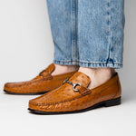 Calzoleria Toscana 3238-M Ostrich Dress Slip-On Cognac