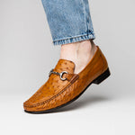 Calzoleria Toscana 3238-M Ostrich Dress Slip-On Cognac