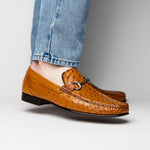 Calzoleria Toscana 3238-M Ostrich Dress Slip-On Cognac