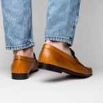 Calzoleria Toscana 3238-M Ostrich Dress Slip-On Cognac