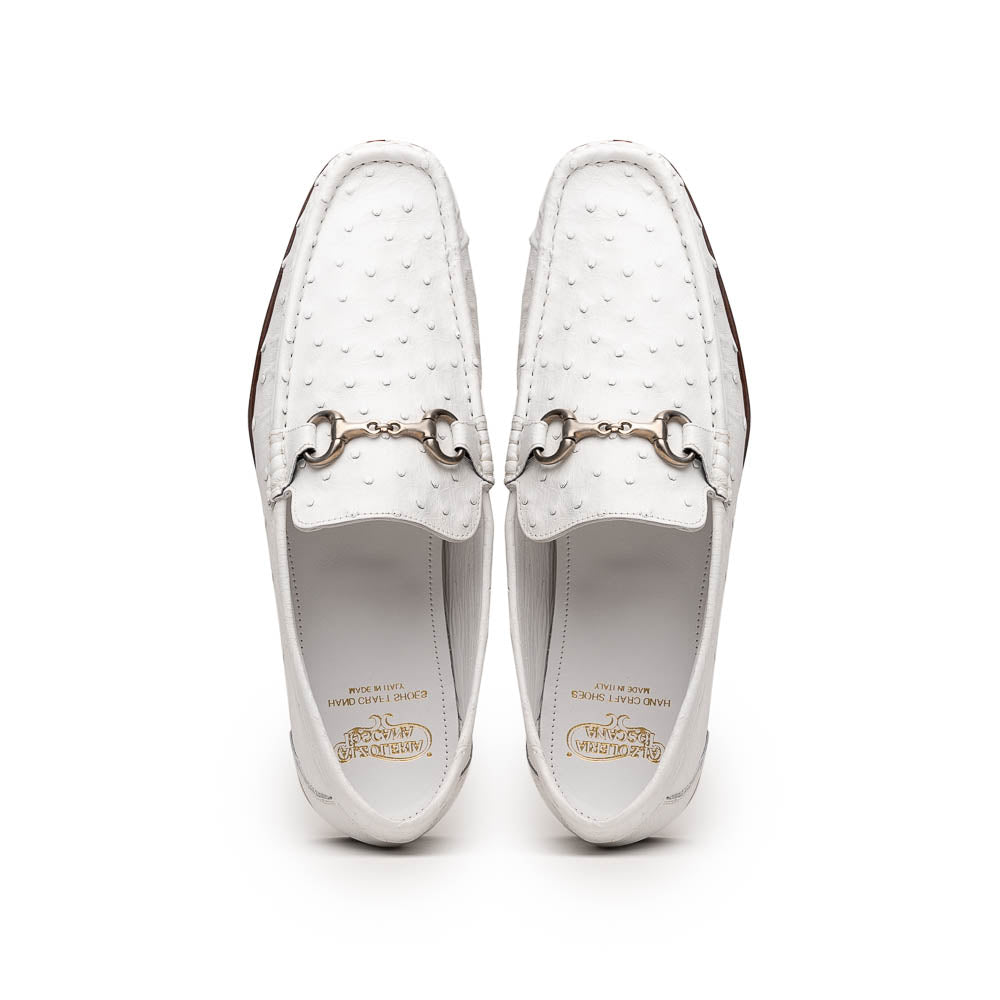 Calzoleria Toscana 3238-M Ostrich Dress Slip-On White