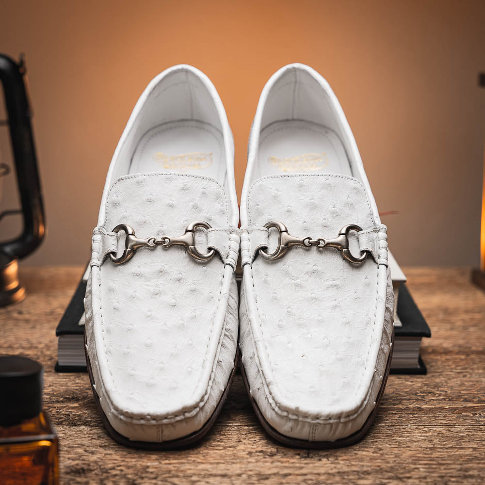 Calzoleria Toscana 3238-M Ostrich Dress Slip-On White