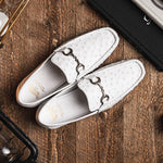 Calzoleria Toscana 3238-M Ostrich Dress Slip-On White