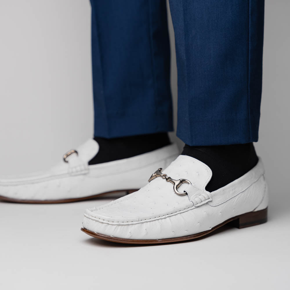 Calzoleria Toscana 3238-M Ostrich Dress Slip-On White
