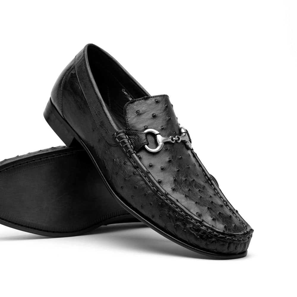 Calzoleria Toscana Ostrich Bit Loafers Black