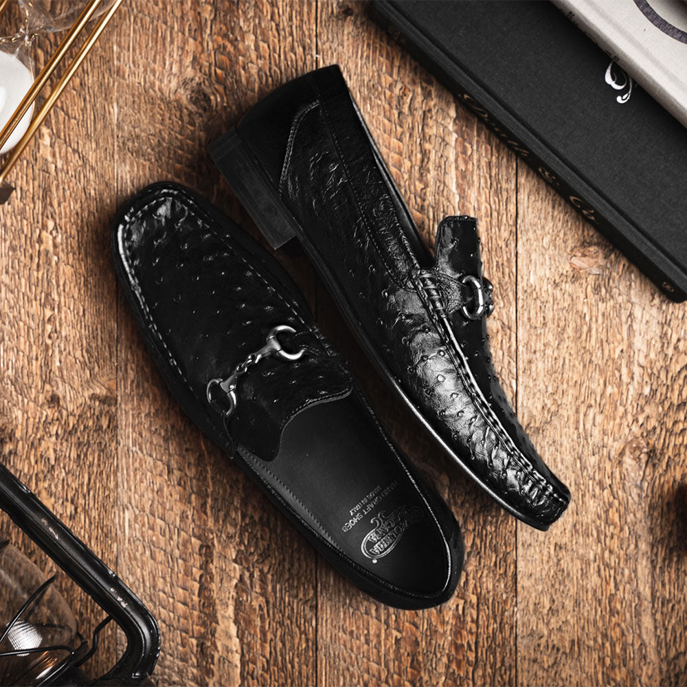 Calzoleria Toscana 3238-M Ostrich Bit Loafers Black