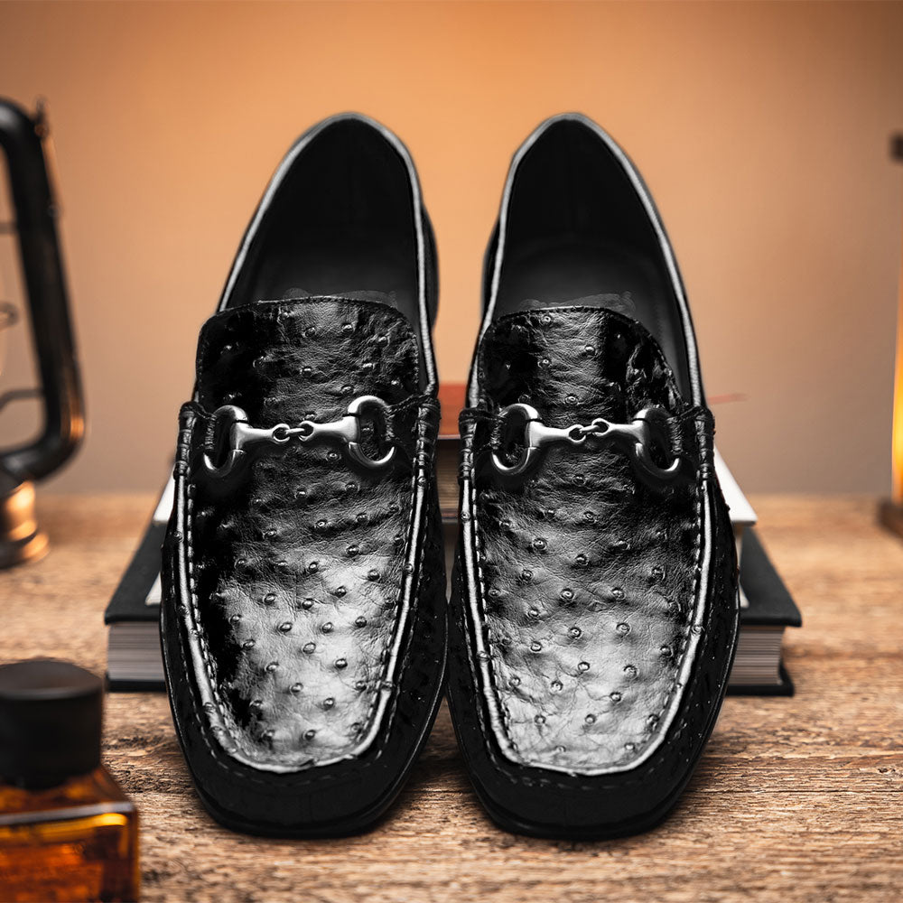 Calzoleria Toscana 3238-M Ostrich Bit Loafers Black
