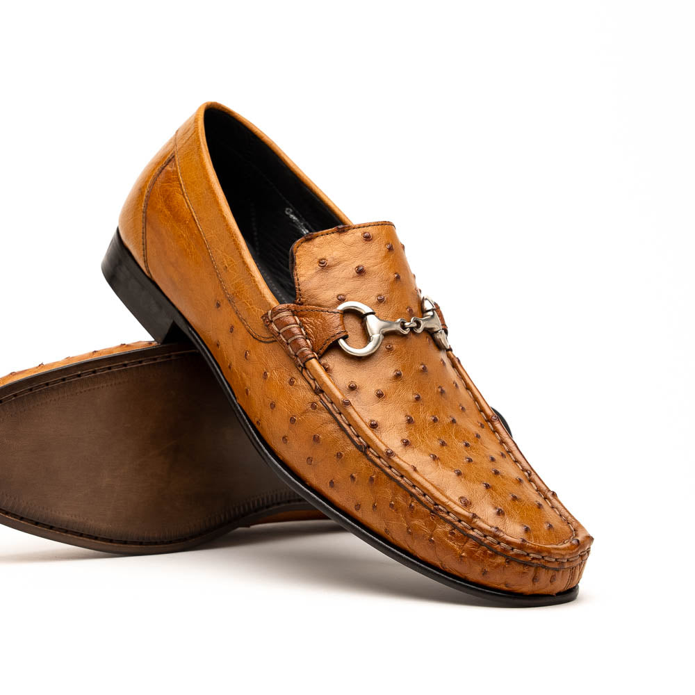 Calzoleria Toscana 3238-M Ostrich Dress Slip-On Cognac